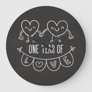 Grande Horloge Ronde 1st Anniversary Venin for Her Chalk HeartWall Cloc