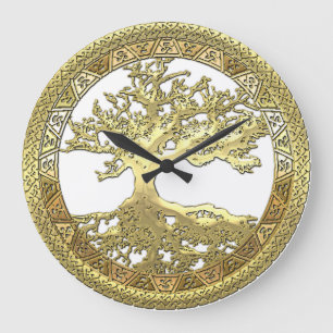 Grande Horloge Ronde [200] Arbre Celtique de Vie [Or]