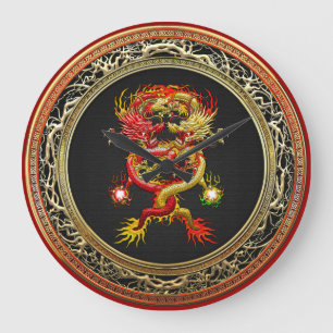 Grande Horloge Ronde [200] Dragons rouges et jaunes