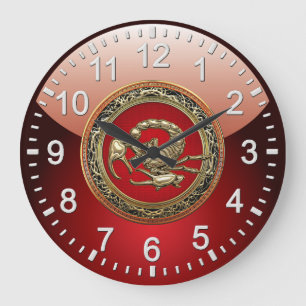 Grande Horloge Ronde [200] Scorpion d'or sacré sur le rouge