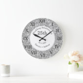 Grande Horloge Ronde 25e anniversaire de mariage Glitter Glam  (Maison)