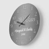 Grande Horloge Ronde 25e anniversaire de mariage personnalisé (Angle)