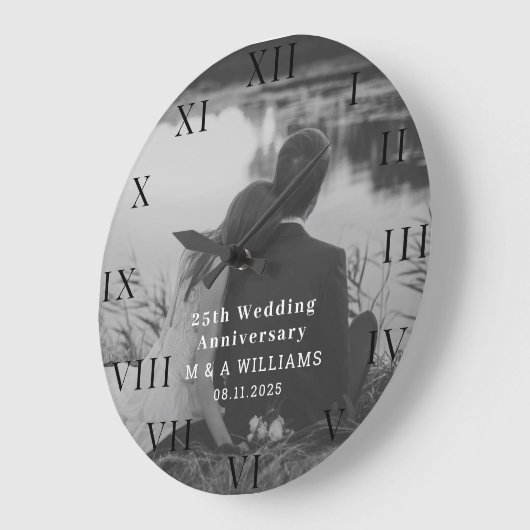 Grande Horloge Ronde 25e Anniversaire de Mariage Photo Moderne Cinquant (Angle)