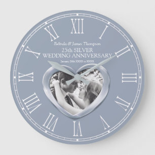 Grande Horloge Ronde 25th silver wedding anniversary custom photo heart