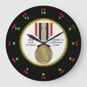 GRANDE HORLOGE RONDE 2 ÉTOILES DE CAMPAGNE VÉTÉRAN DE GUERRE IRAK