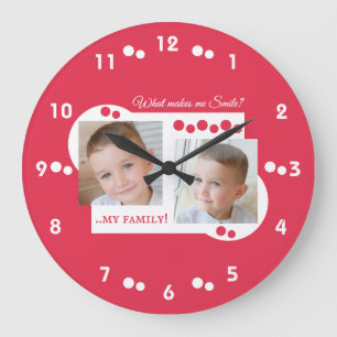 Grande Horloge Ronde 2 photo ma famille rouge