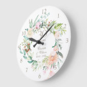 Grande Horloge Ronde 30 ans Roses Florales Anniversaire de Mariage perl (Angle)
