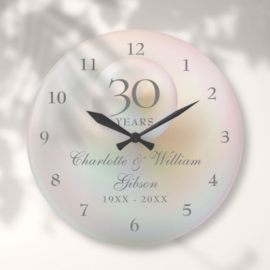 Grande Horloge Ronde 30e anniversaire de mariage Élégante perle