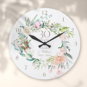 Grande Horloge Ronde 30e Pearl Wedding Anniversary Roses Floral