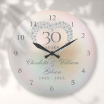 Grande Horloge Ronde 30e Wedding Anniversary Beautiful Pearl Heart<br><div class="desc">Featuring a beautiful pearl heart,  this chic 30th wedding anniversary clock can can be personalized with your special pearl anniversary information on a pearl background. Designed by Thisisnotme</div>