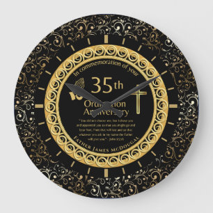 Grande Horloge Ronde 35E Ordination Anniversaire Prêtre PERSONNALISÉ