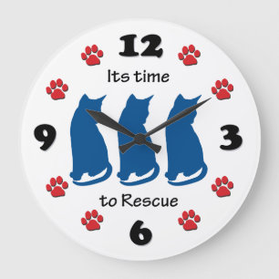 Grande Horloge Ronde 3 Chats - Il est temps de Secourir