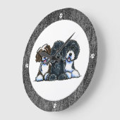 Grande Horloge Ronde 3 Chiens d'eau portugais (Angle)