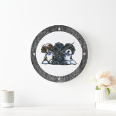 Grande Horloge Ronde 3 Chiens d'eau portugais (Maison)