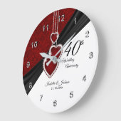 Grande Horloge Ronde 40ème anniversaire du Mariage de Ruby en blanc (Angle)