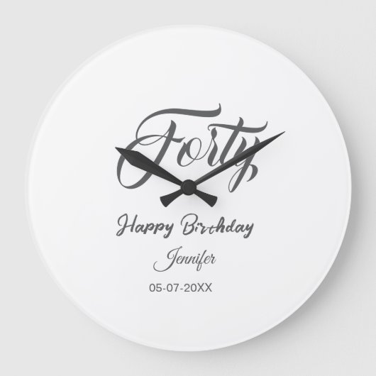 Grande Horloge Ronde 40th forty letterbirthday add name date year gray (Recto)