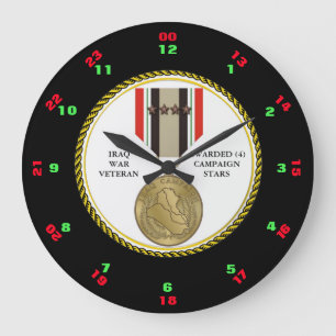 GRANDE HORLOGE RONDE 4 ÉTOILES DE CAMPAGNE VÉTÉRAN DE GUERRE IRAKIEN