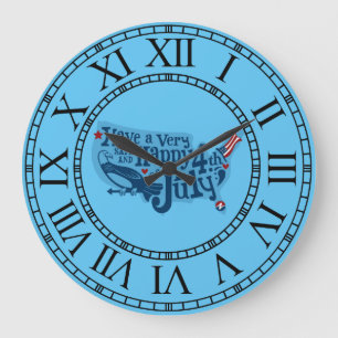 Grande Horloge Ronde 4 juillet Sûr Et Heureux