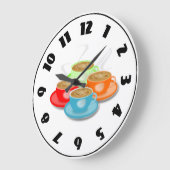 Grande Horloge Ronde 4 tasses d'horloge de café (Angle)