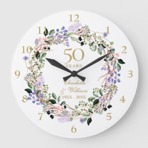 Grande Horloge Ronde 50e anniversaire de mariage floral