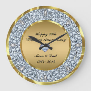 Grande Horloge Ronde 50e anniversaire du Mariage Diamonds & Gold