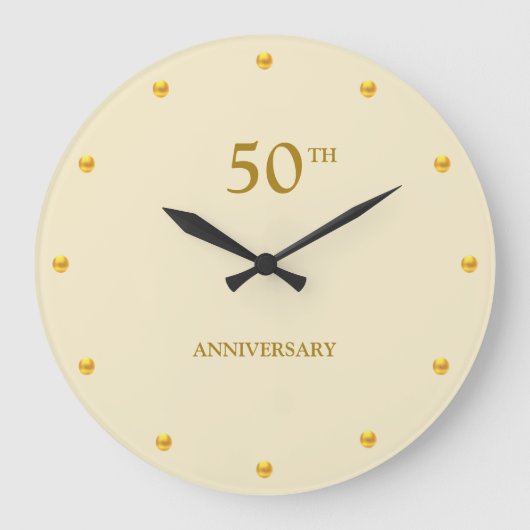Grande Horloge Ronde 50e anniversaire et points d'or sur beige clair (Recto)