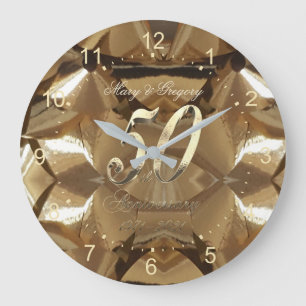 Grande Horloge Ronde 50e Anniversaire Mariage d'or 2021 Elégant