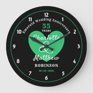Grande Horloge Ronde 55e anniversaire Emerald Mariage cadeau personnali