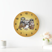 Grande Horloge Ronde 5 hiboux de Birdorable (Maison)