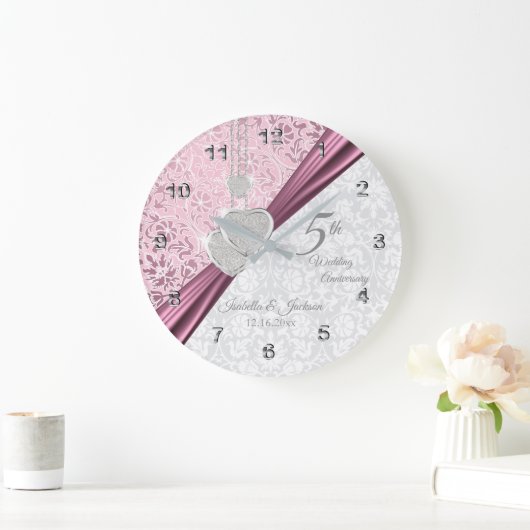Grande Horloge Ronde 5e anniversaire de Mariage rose Keepsaké (Maison)
