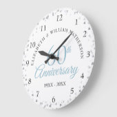 Grande Horloge Ronde 60e Anniversaire Amour Coeurs Confetti (Angle)