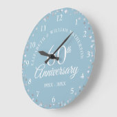 Grande Horloge Ronde 60e Anniversaire Coeurs Confetti (Angle)