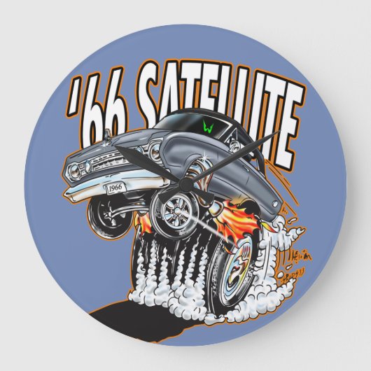 Grande Horloge Ronde 66 Monstres Hot Rod Satellite Clock (Recto)