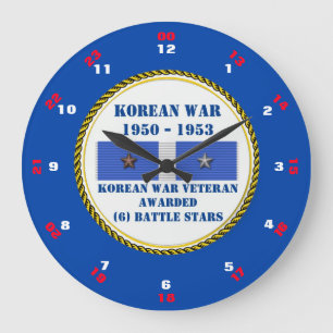 GRANDE HORLOGE RONDE 6 ÉTOILES DE BATAILLE VÉTÉRAN DE GUERRE CORÉENNE