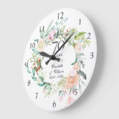 Grande Horloge Ronde 70e anniversaire de Mariage Floral Rose (Angle)