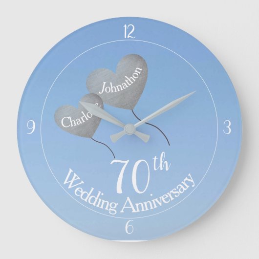 Grande Horloge Ronde 70e anniversaire mariage de platine ballons cardia (Recto)