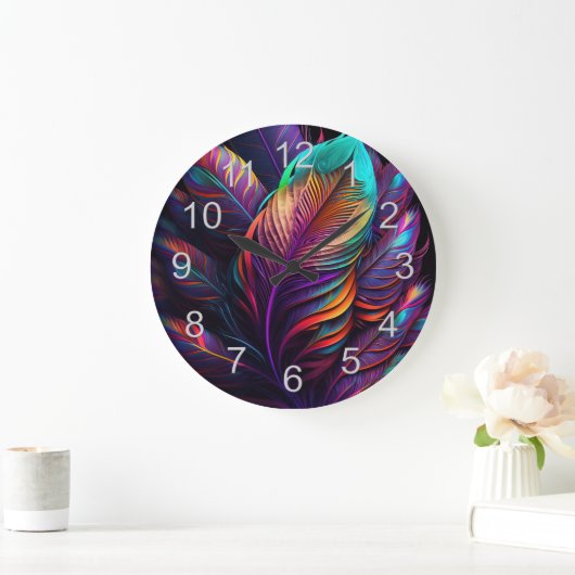 Grande Horloge Ronde 70s 60s Psychedelic Feathers (Maison)