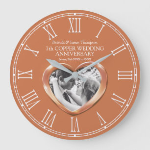 Grande Horloge Ronde 7e anniversaire de mariage en cuivre