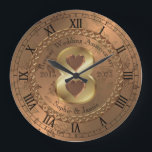 Grande Horloge Ronde 8e Bronze Anniversary Venin Idea<br><div class="desc">Bronze effect 8th Anniversary wall clock. Customisable 8 year wedding anniversary celebration vend idea for him,  her ou couple.</div>