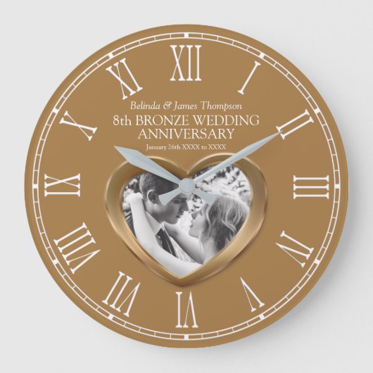 Grande Horloge Ronde 8th Bronze wedanniversary custom photo heart (Recto)