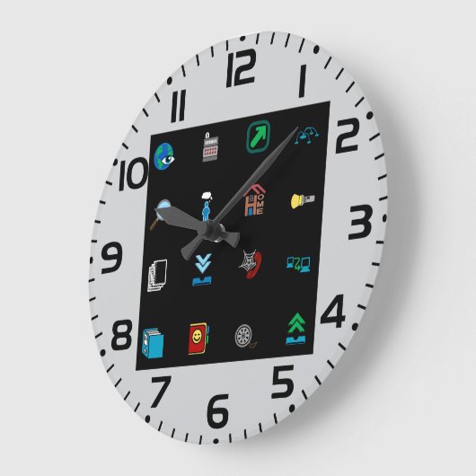 Grande Horloge Ronde 90s Retro Tech and Web Icon Pattern (Angle)