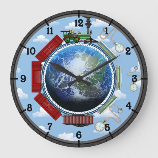 Grande Horloge Ronde À travers la Terre Multi-Train (Recto)