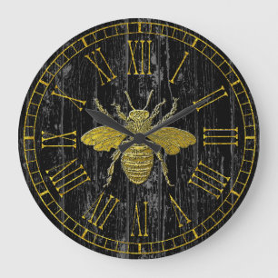 Grande Horloge Ronde Abeille d'or votre arrière - plan de couleur