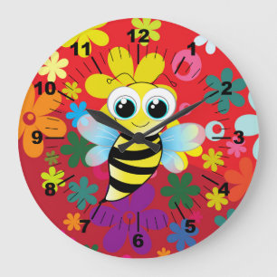 Grande Horloge Ronde Abeille heureuse