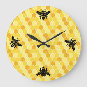 Grande Horloge Ronde Abeille Toujours Mon Coeur Miel Abeille Beehive Da