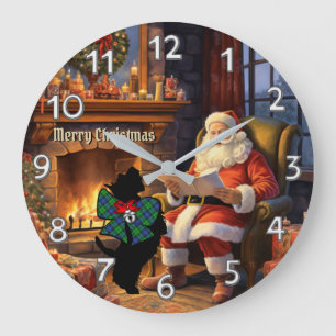 Grande Horloge Ronde Abercrombie Scottie Dog & Père Noël Noël personnal