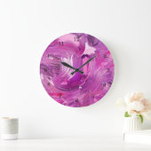 Grande Horloge Ronde Abstract Art Modern Purple Pink White (Maison)