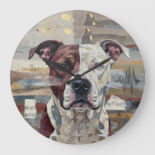 Grande Horloge Ronde Abstract Art Pitbull Version 1 (Recto)