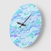 Grande Horloge Ronde Abstract bleu (Angle)