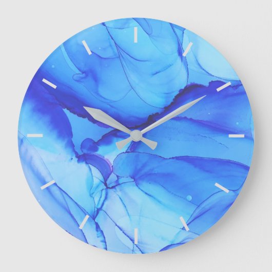 Grande Horloge Ronde Abstract Blue Indigo Without Numbers Large Clock (Recto)